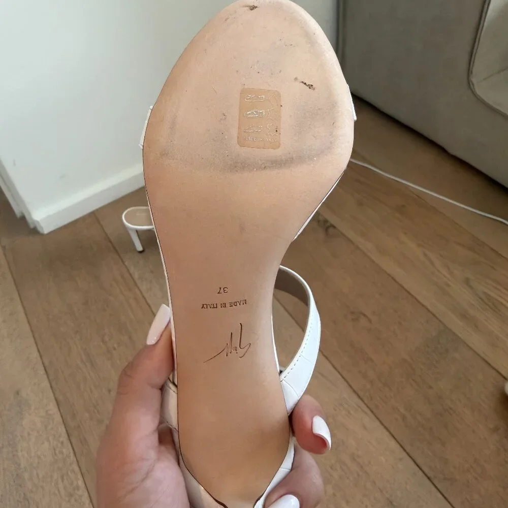 Giuseppe Zanotti Calista White Leather Mule Heels 120mm EU 37 Minimal - Picture 7 of 7